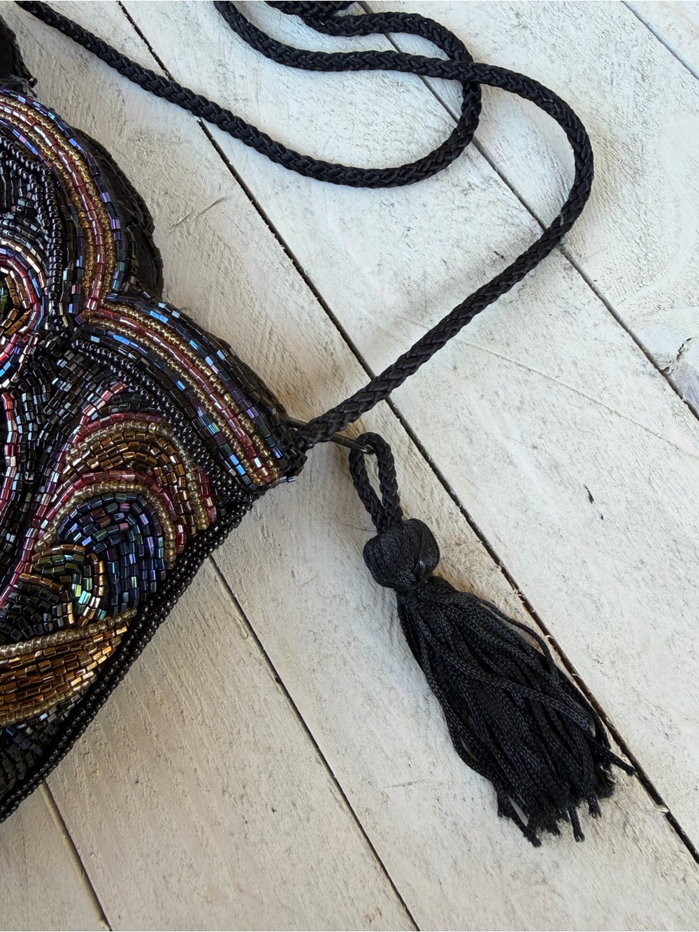 Vintage Ed B. Robinson Black Multi-Color Beaded Evening Bag 1940’s/50’s - Picture 9 of 13